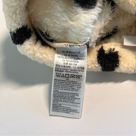 GAP Kids Baby Ivory Fuzzy Fleece Crew Set Black Hearts Size 12-18 Months EUC - Picture 6 of 8